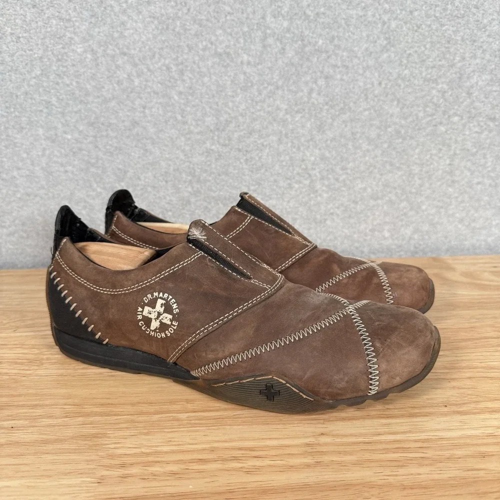 Dr. Martens Slip-on Shoes Mens US 10 Brown Nubuck Leather Air Cushion Sole 12292